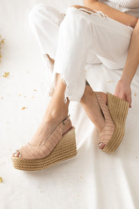Marilyn Nud Crocodile Wedge Sandals