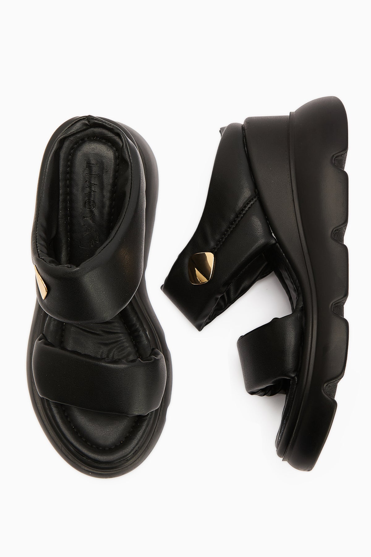 Susi Schwarze Hochhackige Flauschige Damenhausschuhe