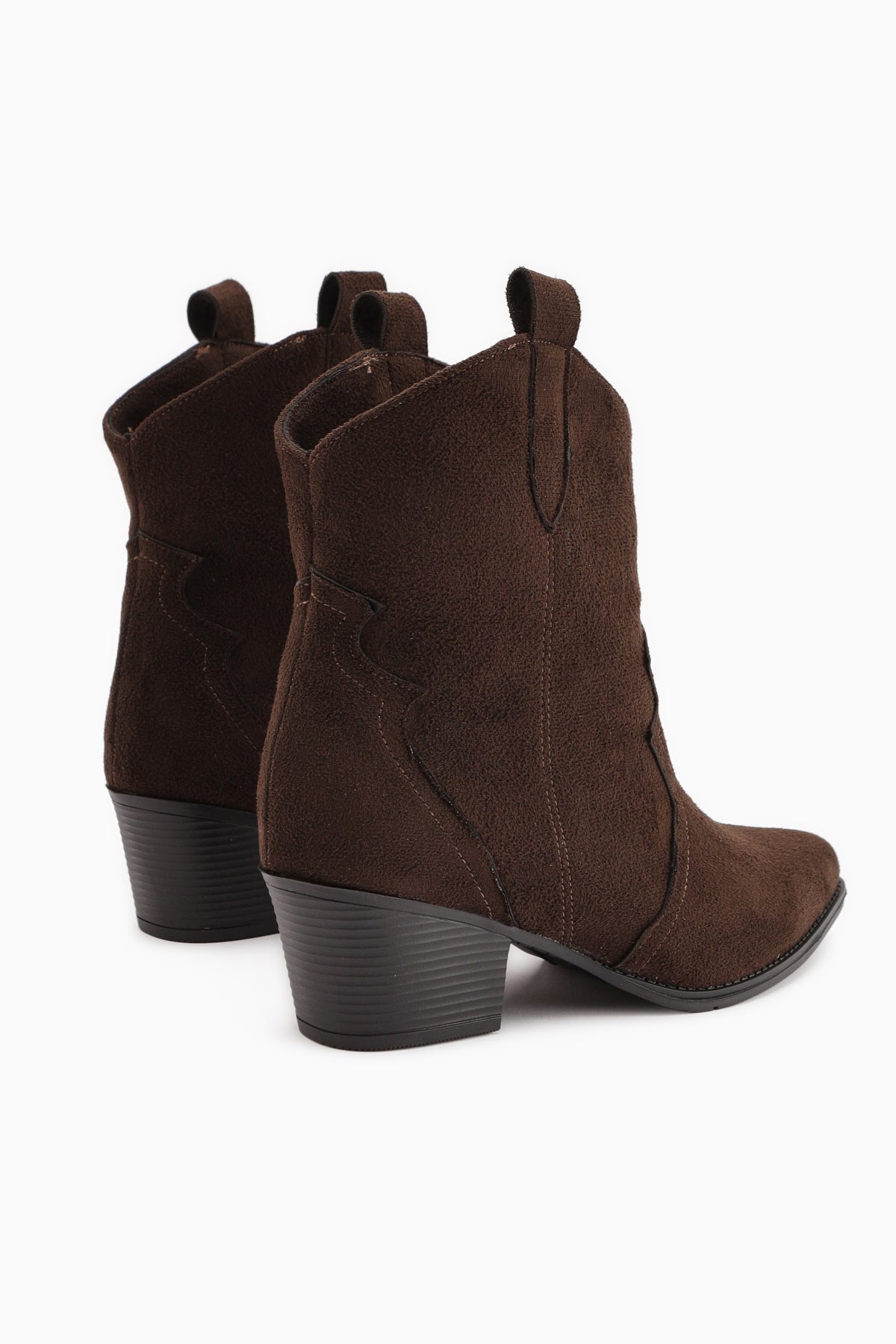 Joo Brown Suede Pointed Toe Embroidered Western Boots