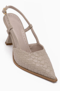 Neila Beige Gewebtes Muster Damen Absatzschuhe