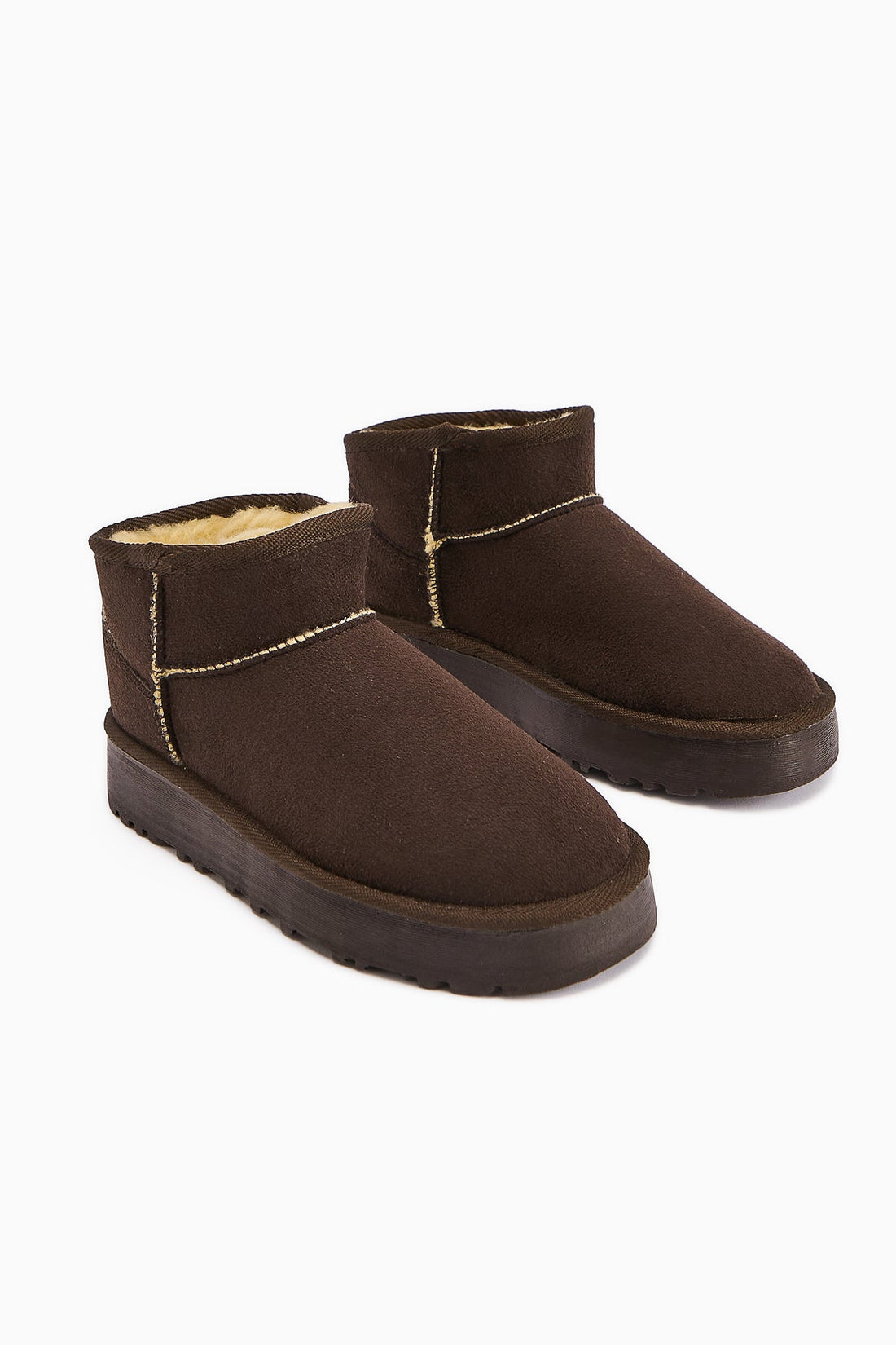 Lilly-Anne Coffee Suede Fur-Lined Short Boot