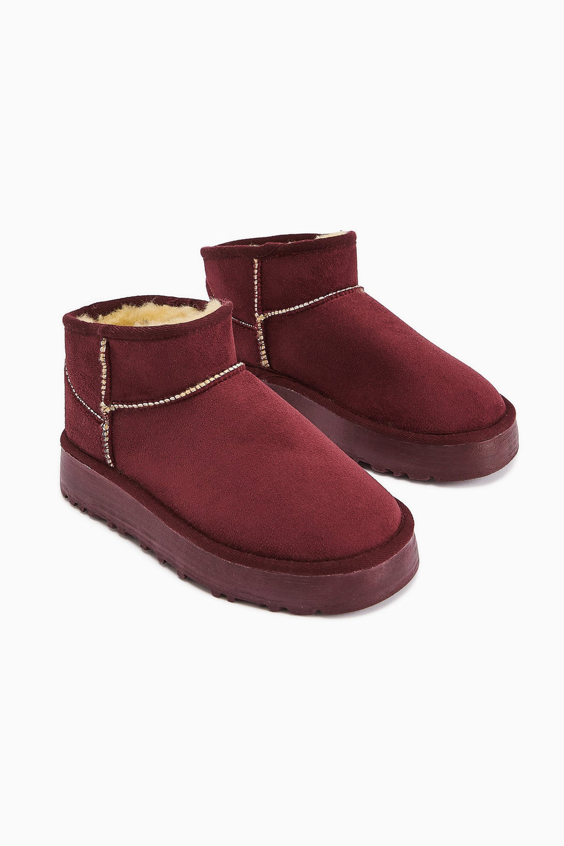 Lilly-Anne Burgundy Suede Fur-Lined Short Boot
