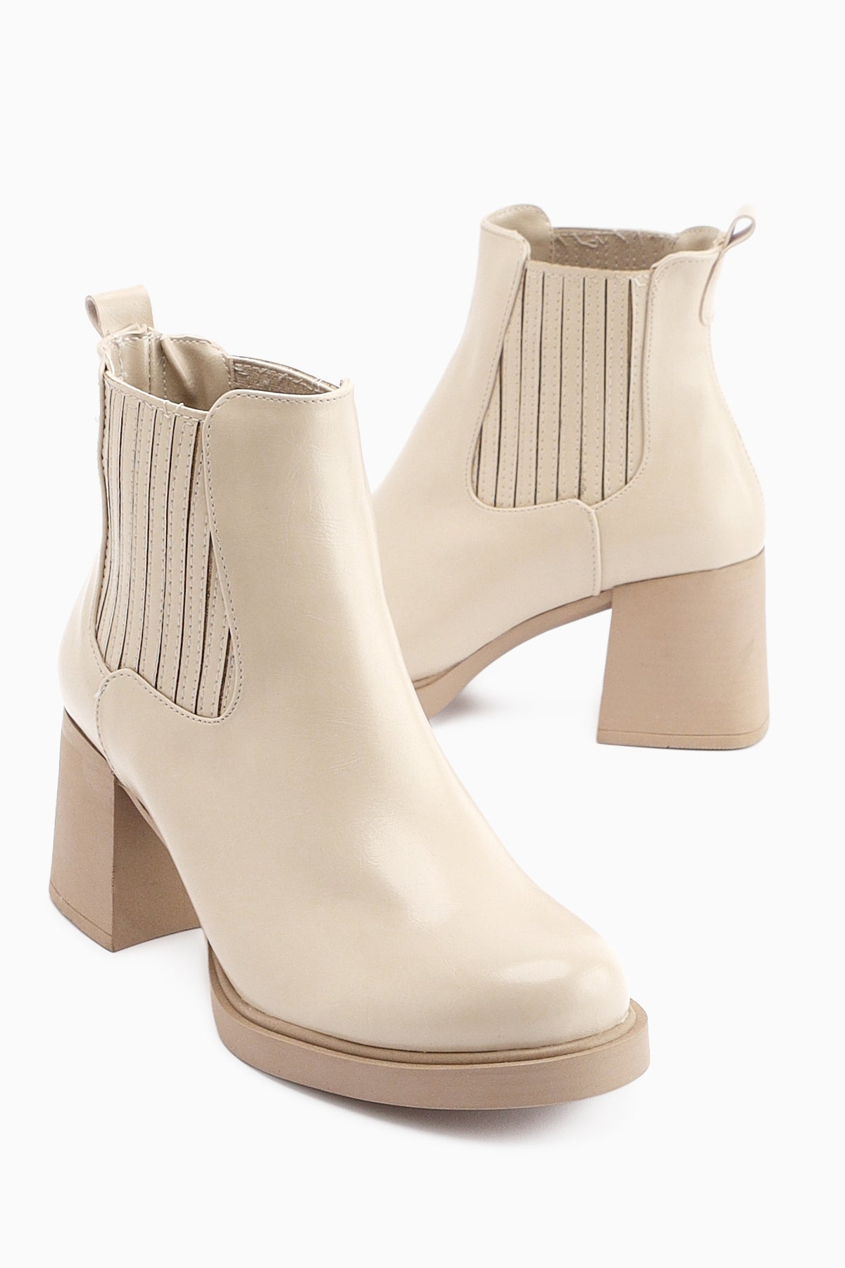 Marya Beige Elasticated Women's Heeled Boot