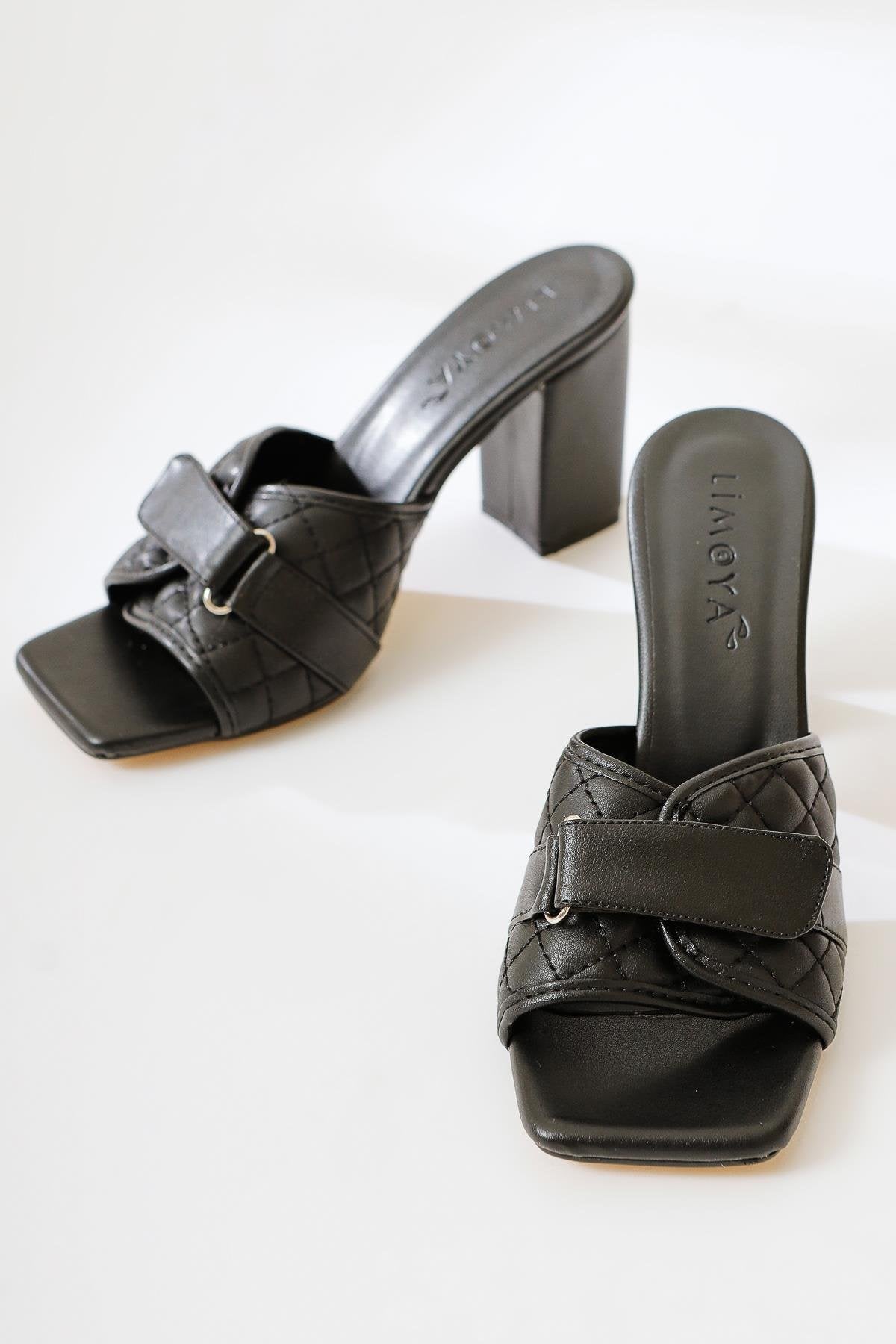 Prisha Black Stud Detail Patterned High Heel Shoes