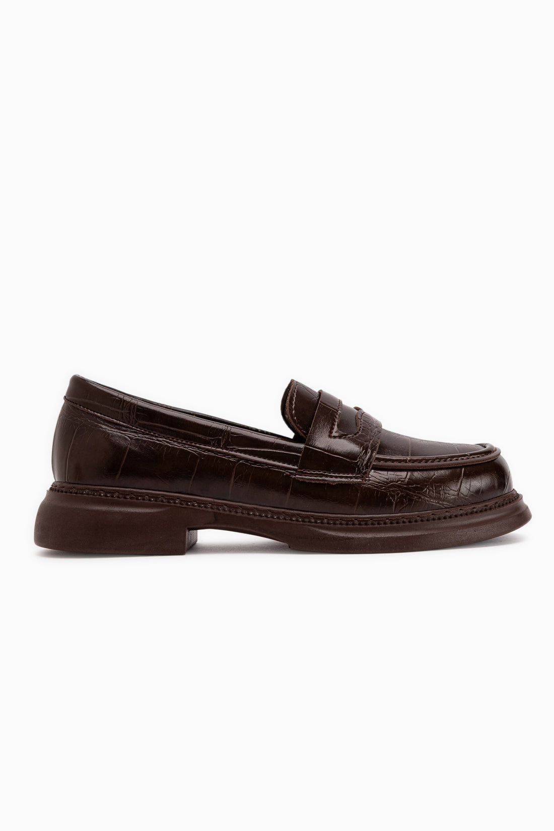 Sienna Braun Krokodil Muster Damen Loafer Freizeit Schuhe