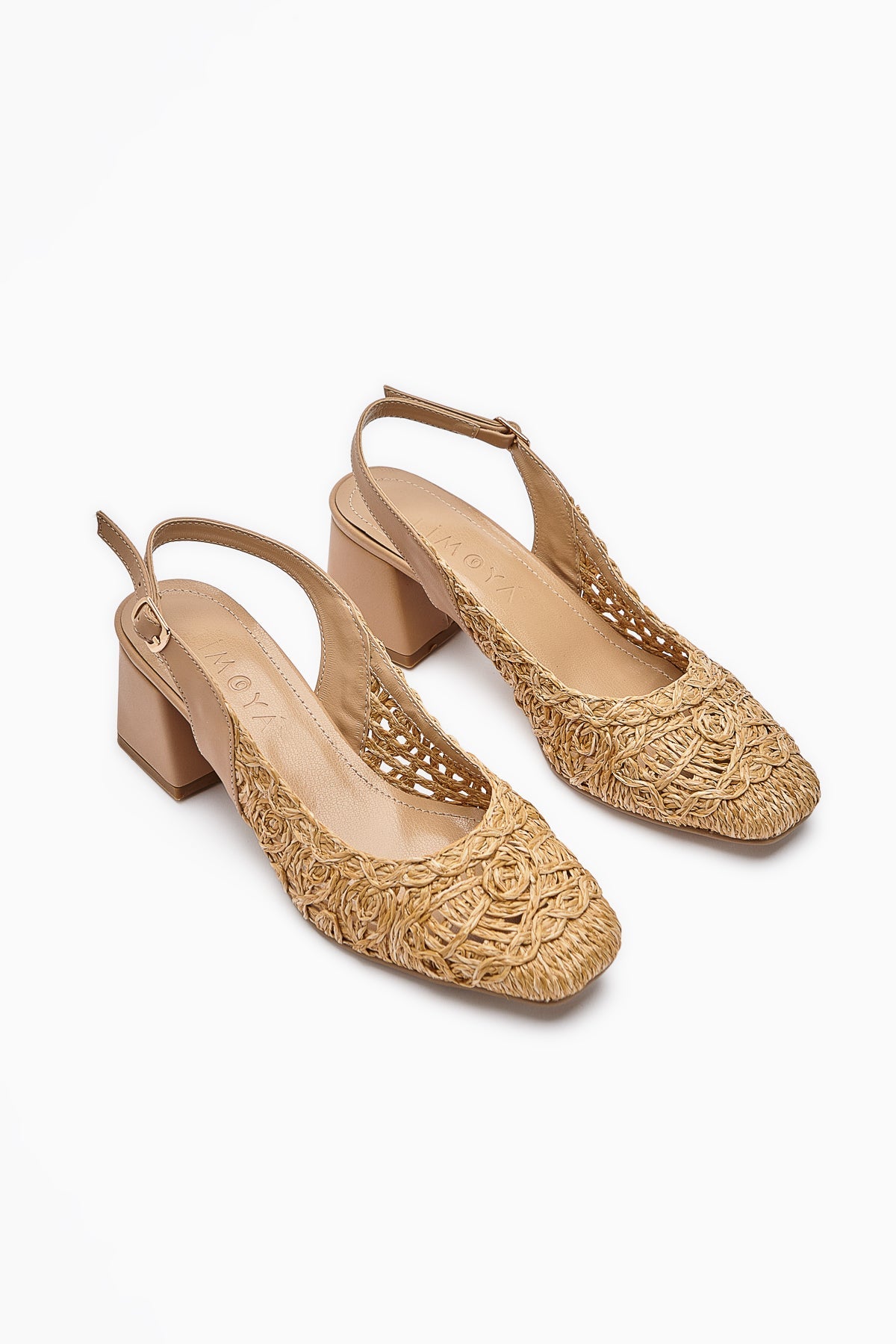 Ronja Damen Geflochtene Sandale mit Strohdetail und Quadratischer Spitze