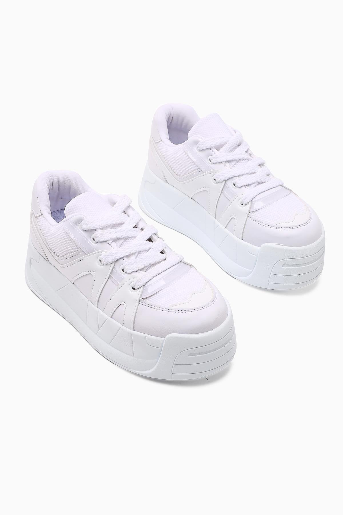Alvi Weiße Leder Detaillierte Damen Sneakers