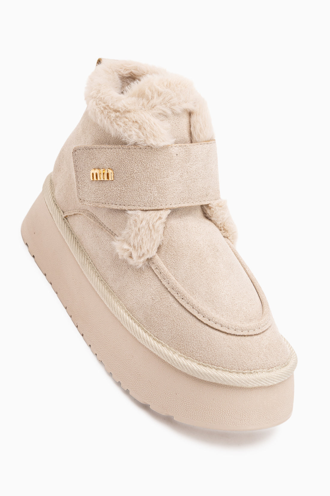 Celia Beige Wildleder Pelz Dicke Sohle Damen Stiefel