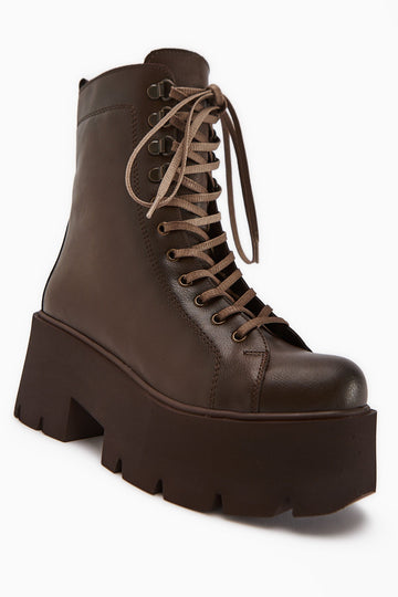 Brit Coffee Platform Heeled Women's Combat Boot