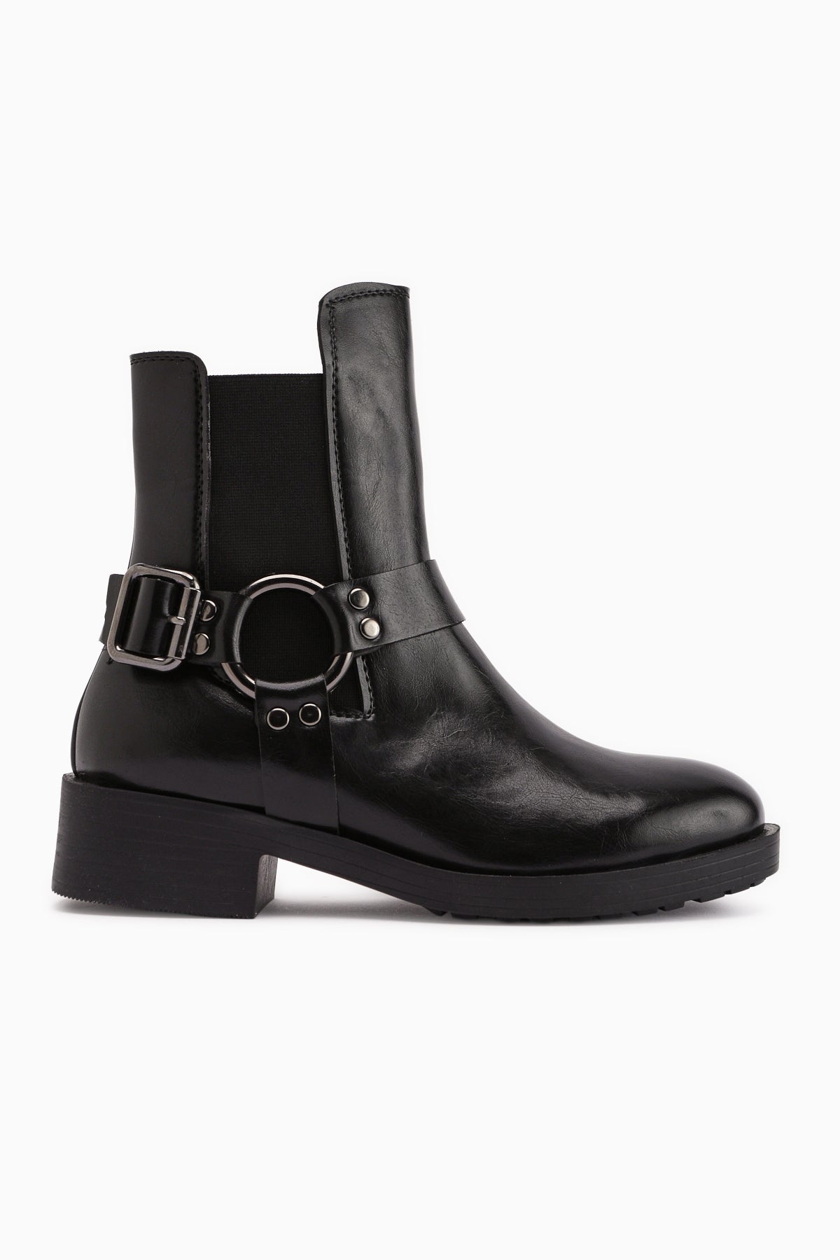 Janis – Black Buckle-Detail Boot (Women)