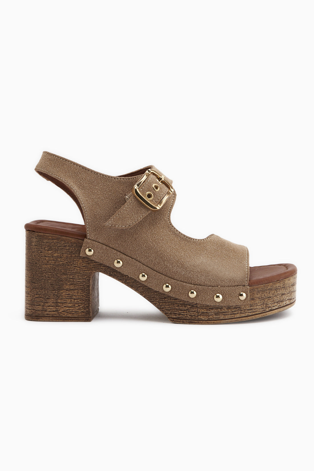 Cleo Beige Wildleder Gurtplattform Absatz Damen Sandale