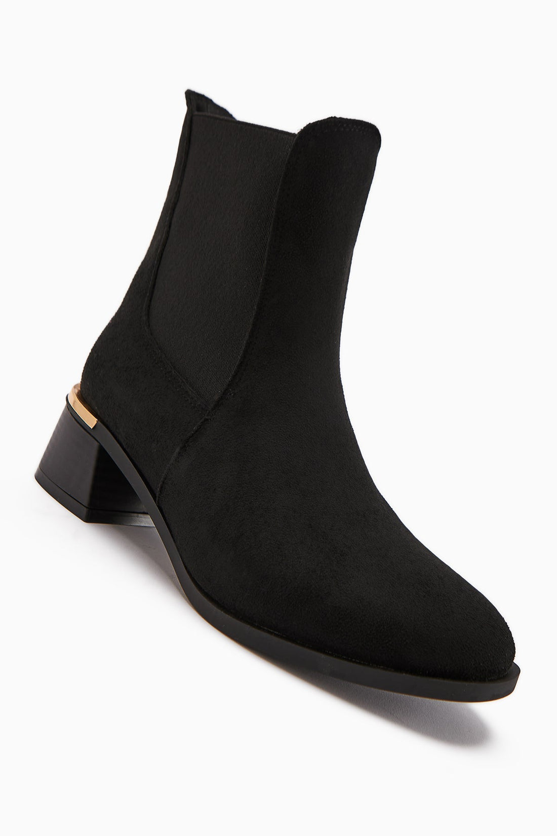 Verna Black Suede Elasticated Women's Heeled Boot