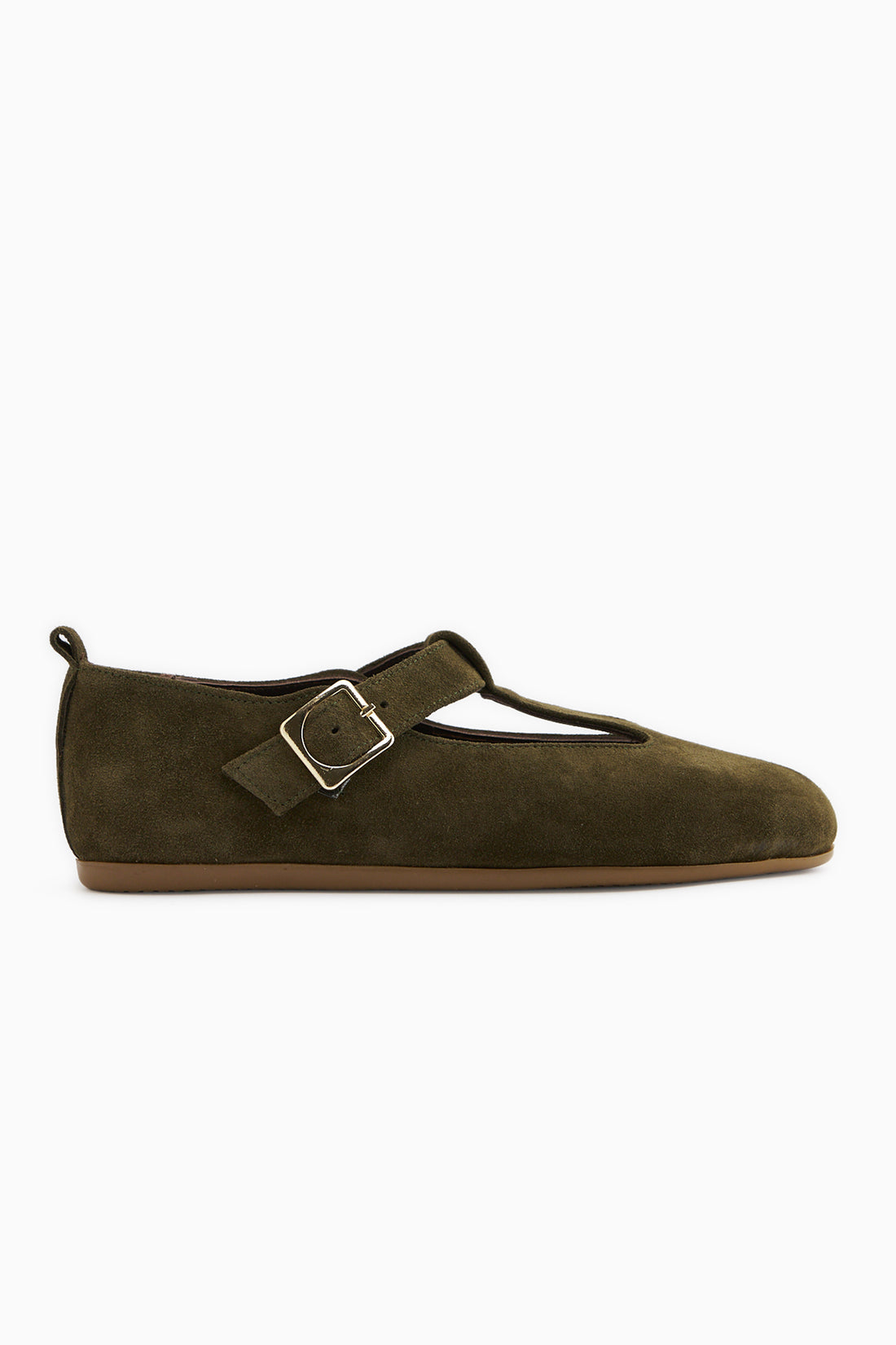 Danni Genuine Leather Green Suede Belted Women’s Ballet Flats