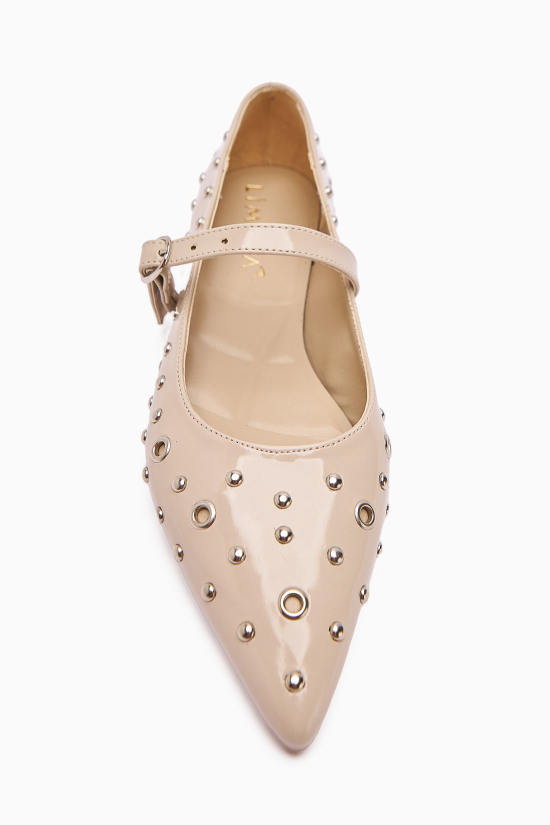 Ninna Beige Patent Leather Pointed Toe Women's Ballerina