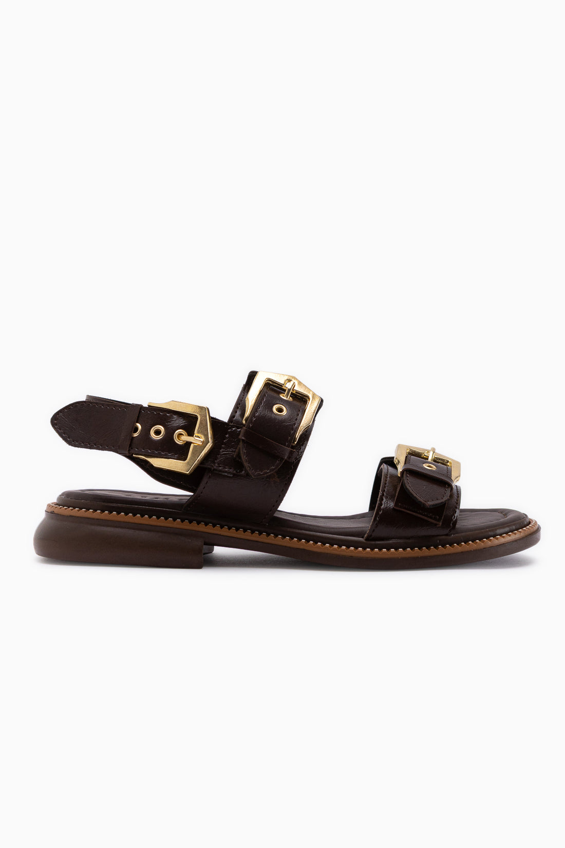 Liena Braun Doppel-Schnalle Damen Sandale
