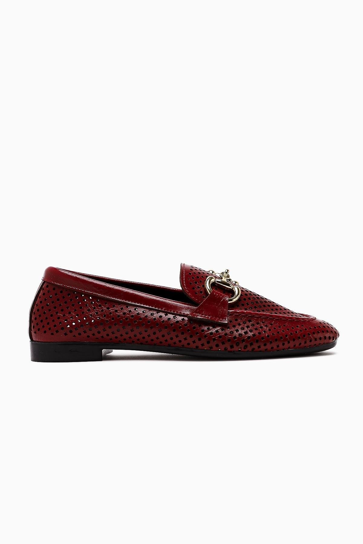 Gazali Claret Red Buckled Women's Ballerinas