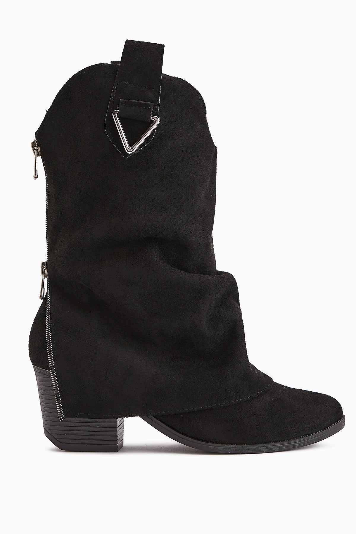 Peggy Black Suede Women's Heeled Western Boot