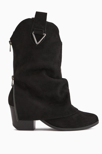 Peggy Black Suede Women's Heeled Western Boot