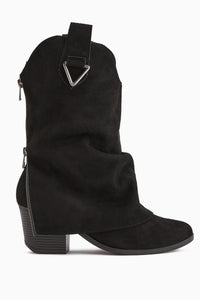 Peggy Black Suede Women's Heeled Western Boot