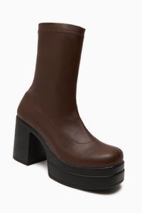 Bie Black Platform Heeled Women's Stretch Boot