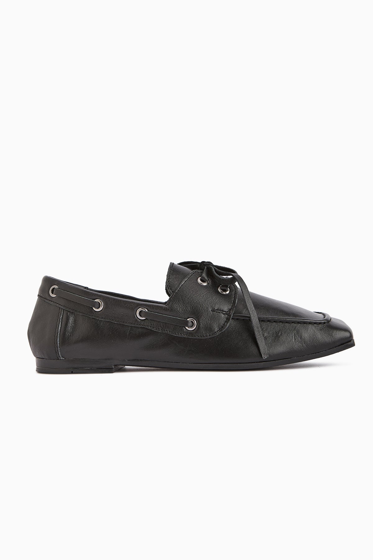 Arian Genuine Black Leather Lace-Up Moccasin Daily Loafer