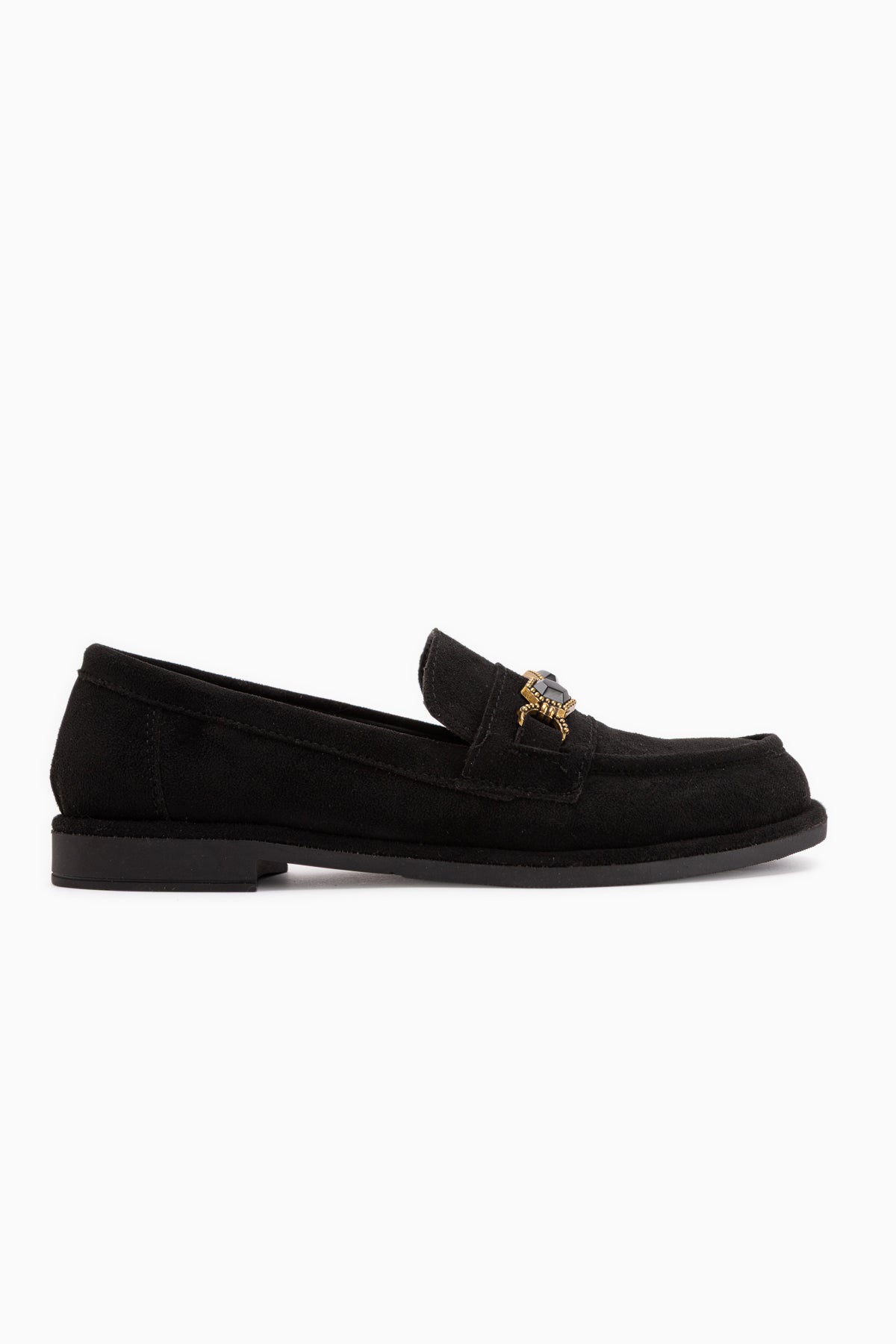 Callie Schwarze Wildleder Stein Damen Loafer Schuhe