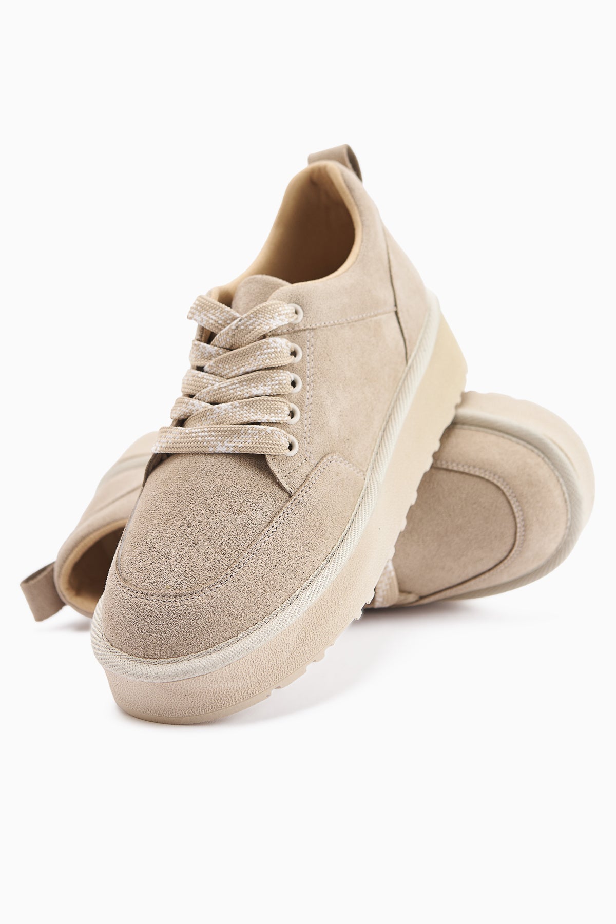 Edle Beige Suede Lace-Up Women's Boot