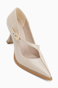 Sonja Beige Buckled Women’s Heeled Shoes