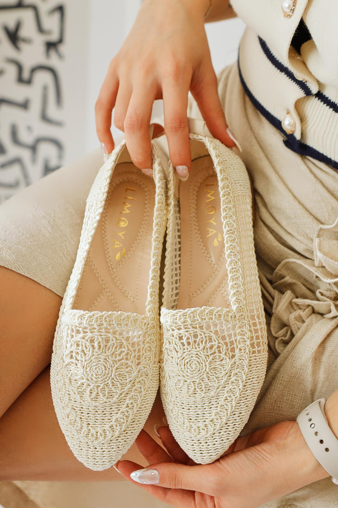 Joka Beige Knitted Ballerina