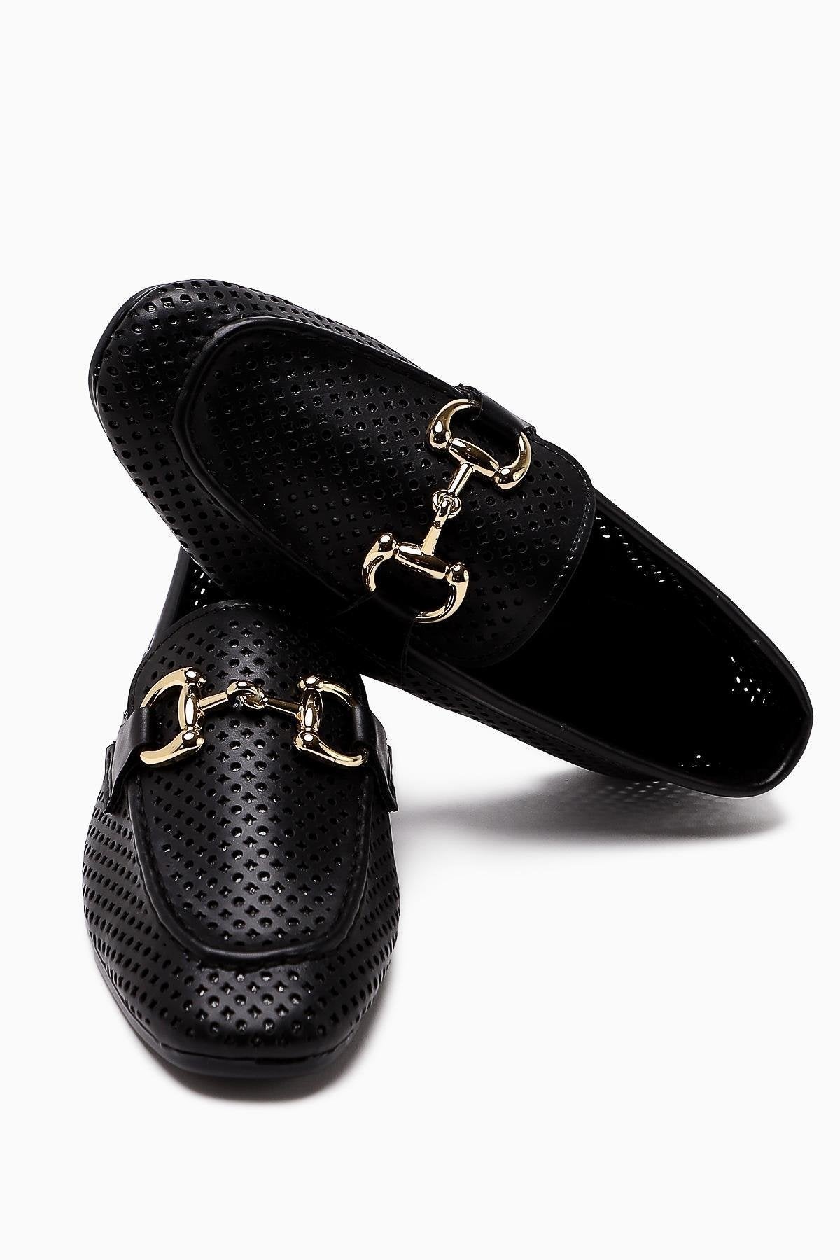 Gazali Damen Schwarzer Schnallen-Flachschuh