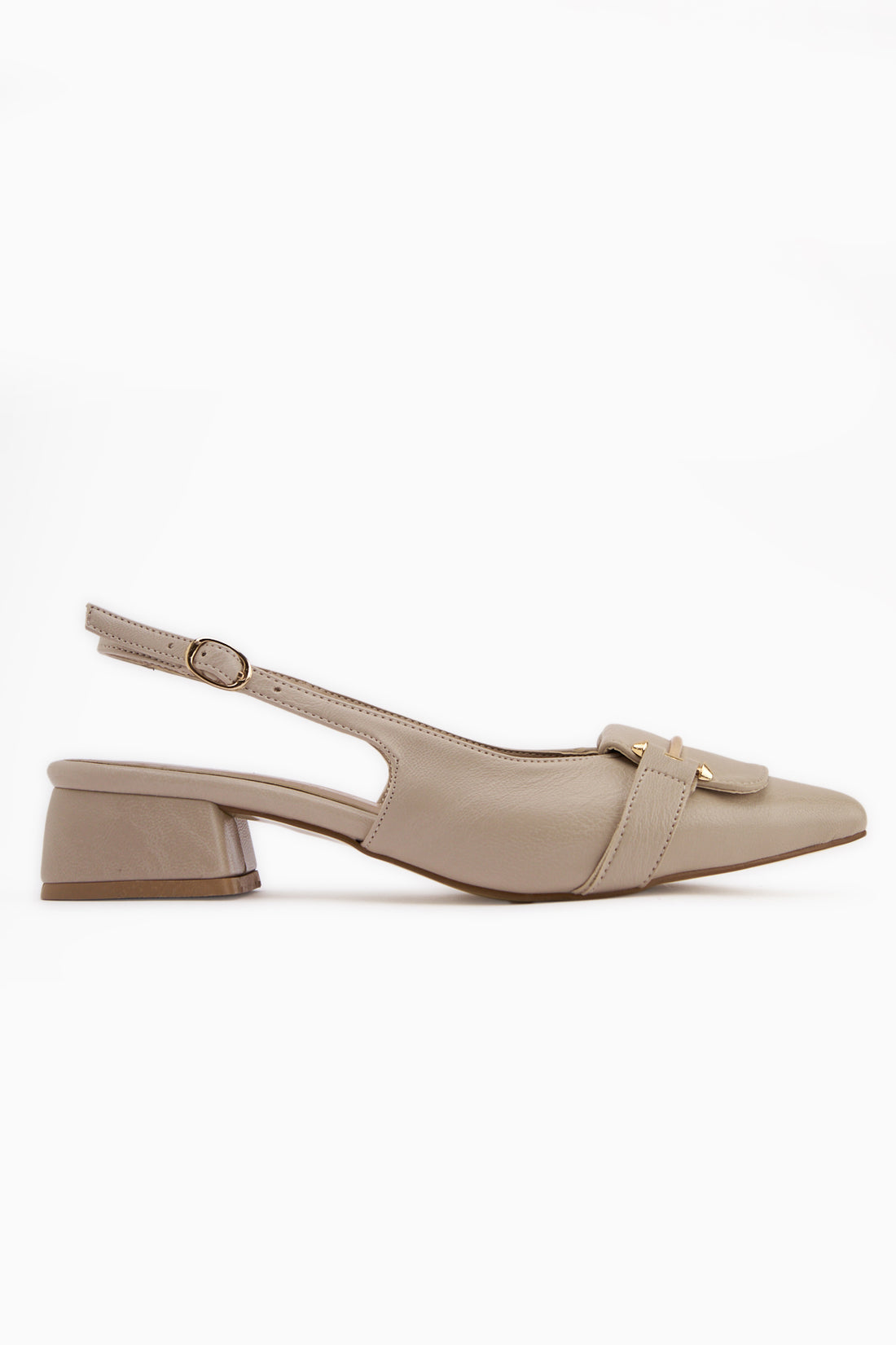 Enja Beige Schnalle Kurz Absatz Damen Schuhe