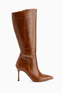 Patty Tan Crocodile Thin Heeled Women’s Boots