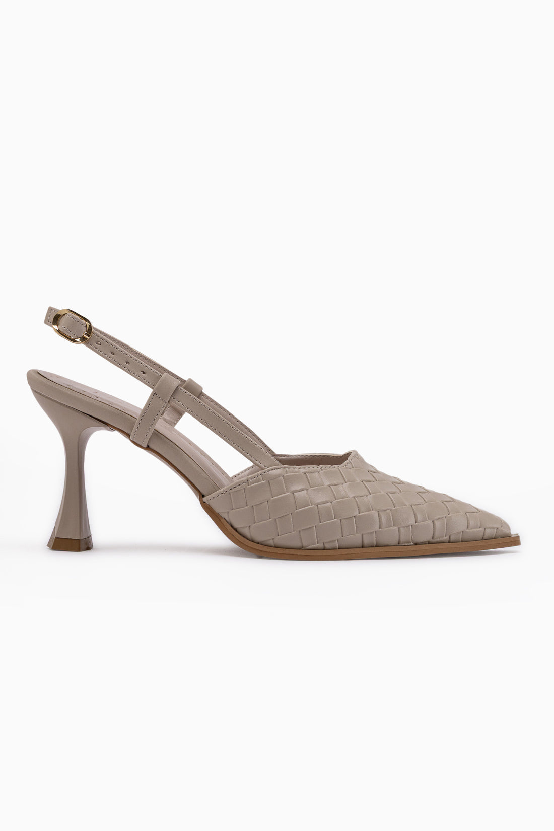 Neila Beige Gewebtes Muster Damen Absatzschuhe