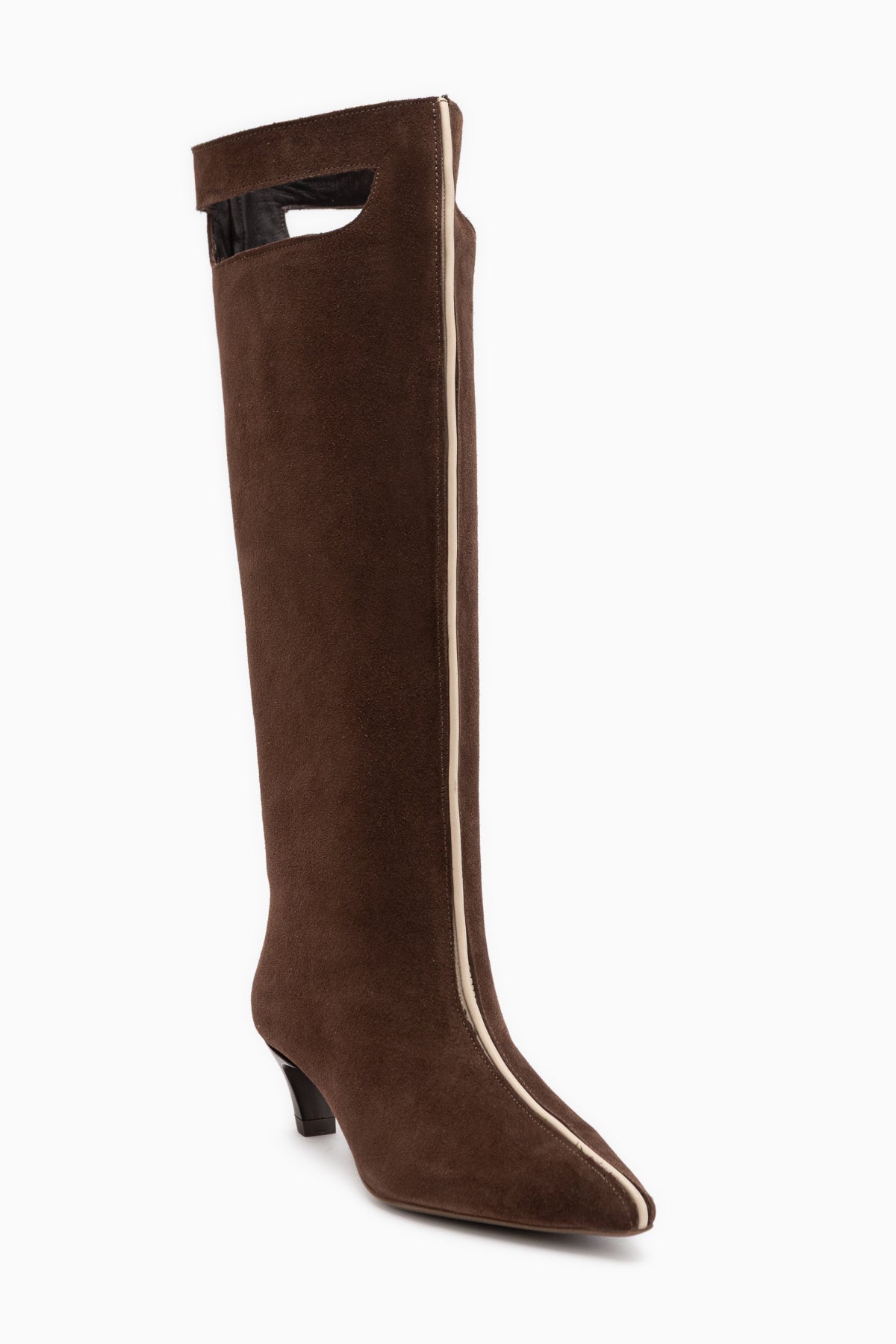 Gena Echtes Leder Braun Wildleder Kurz Absatz Damen Stiefel