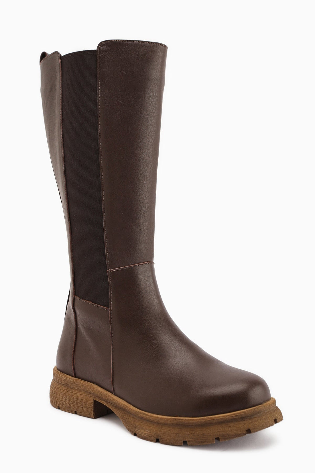 Rubi Genuine Leather Brown Elasticated Boots