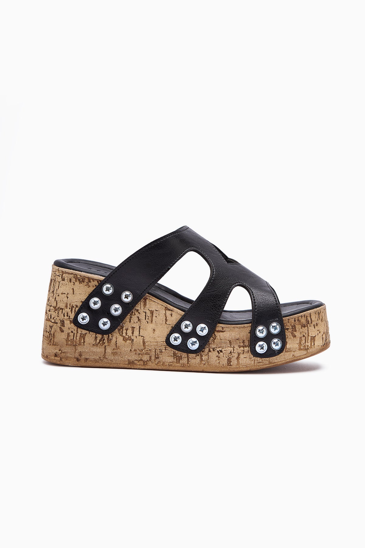 Freya Black Screw Detail Women's Slippers
