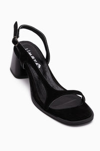 Julie Echtes Leder Schwarz Wildleder Absatz Damen Sandale
