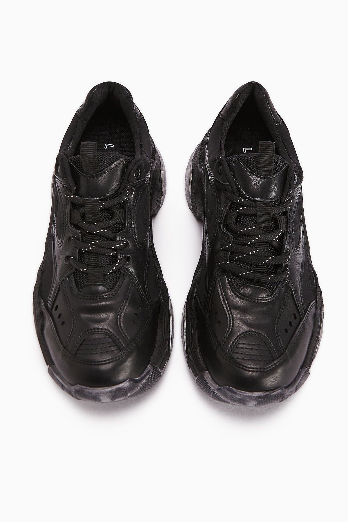 Erla Black Thick Soled Lace-Up Women's Sneakers