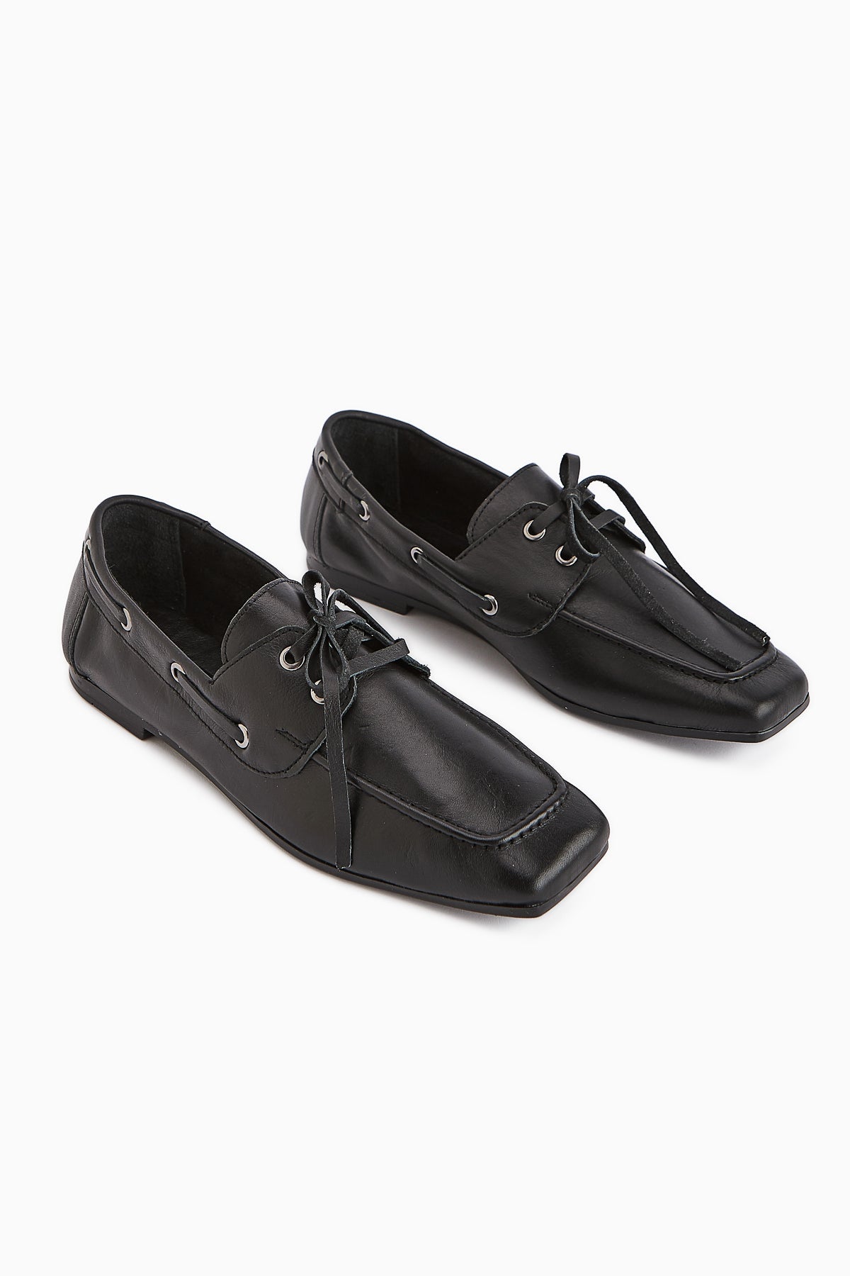 Arian Genuine Black Leather Lace-Up Moccasin Daily Loafer