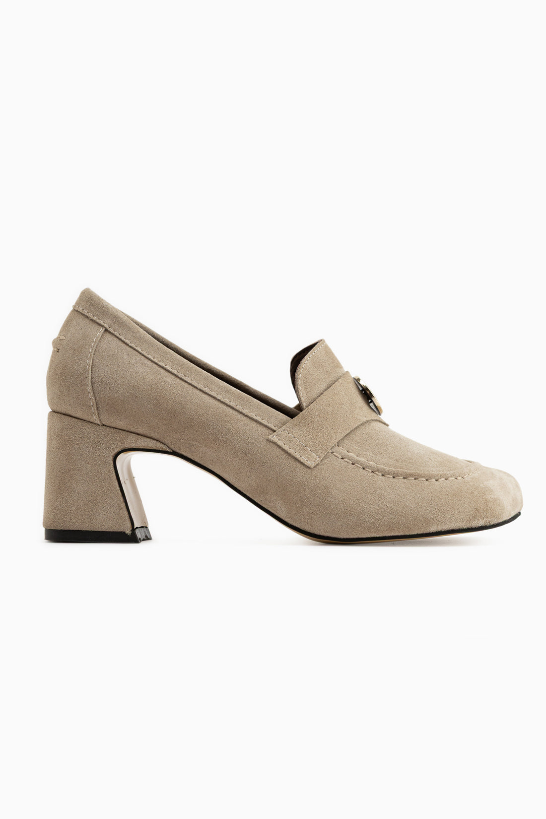 Agnes Echtes Leder Beige Schnalle Detail Damen Absatzschuhe
