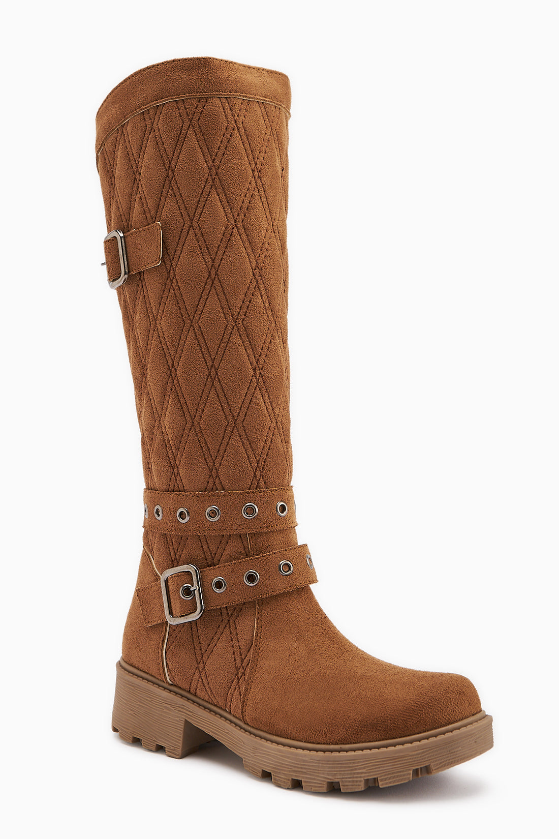 Carma Tan Wildleder Gürtel Detail Steppstiefel