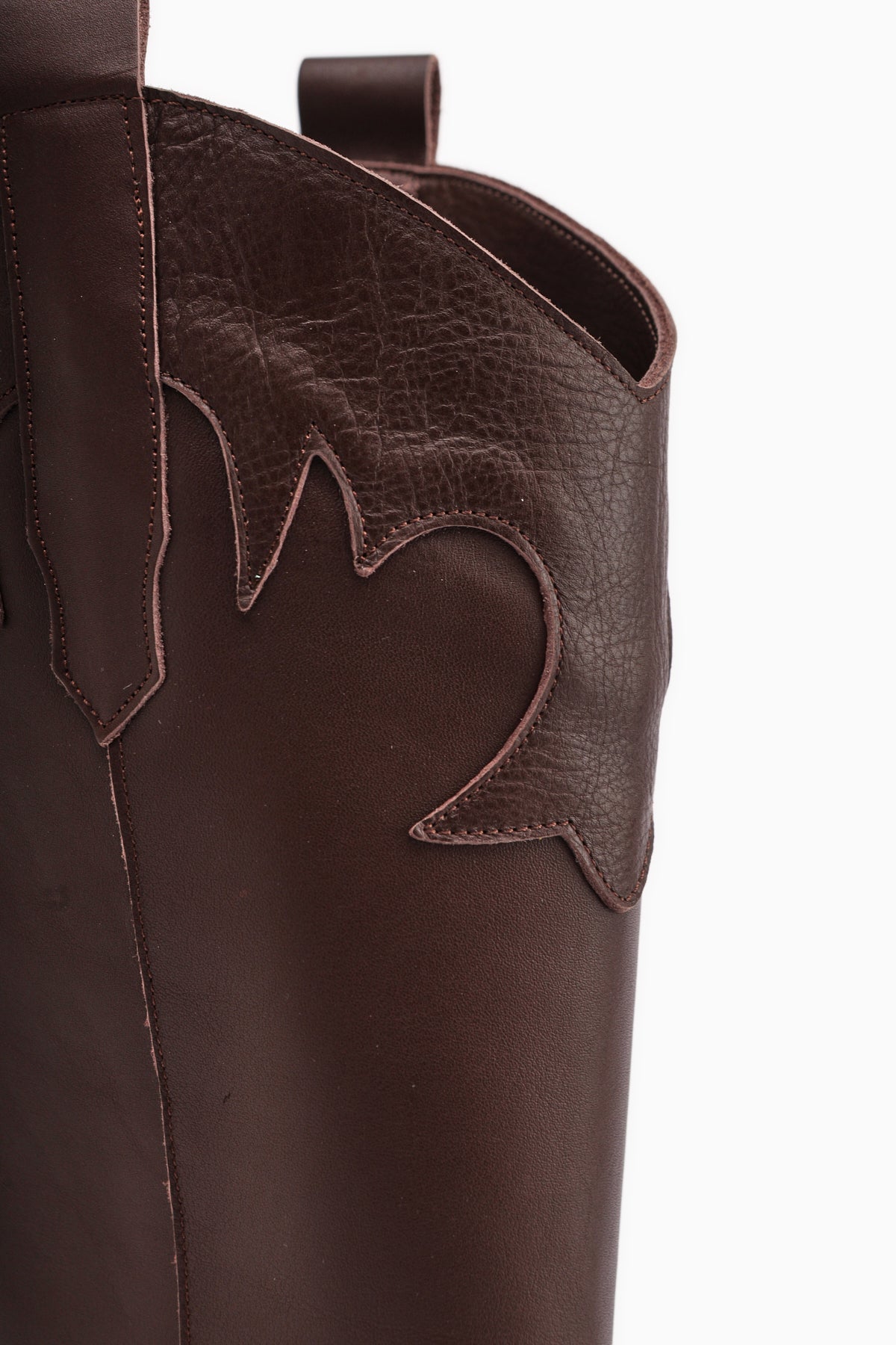 Lara – Braun Echtleder kniehoher Stiefel mit Absatz und Western-Detail (Damen)