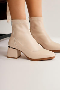 Dominga Beige Reißverschluss Damen Stiefel