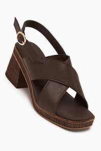 Hena Braun Kreuzriemen Damen Absatzschuhe