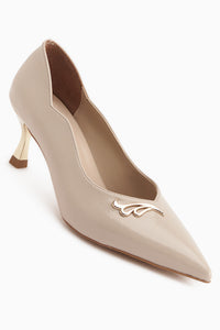 Liona Beige Schnalle Detail Damen Absatzschuhe Stiletto