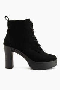 Camia Schwarze Wildleder Schnür-Platform Damen Stiefel