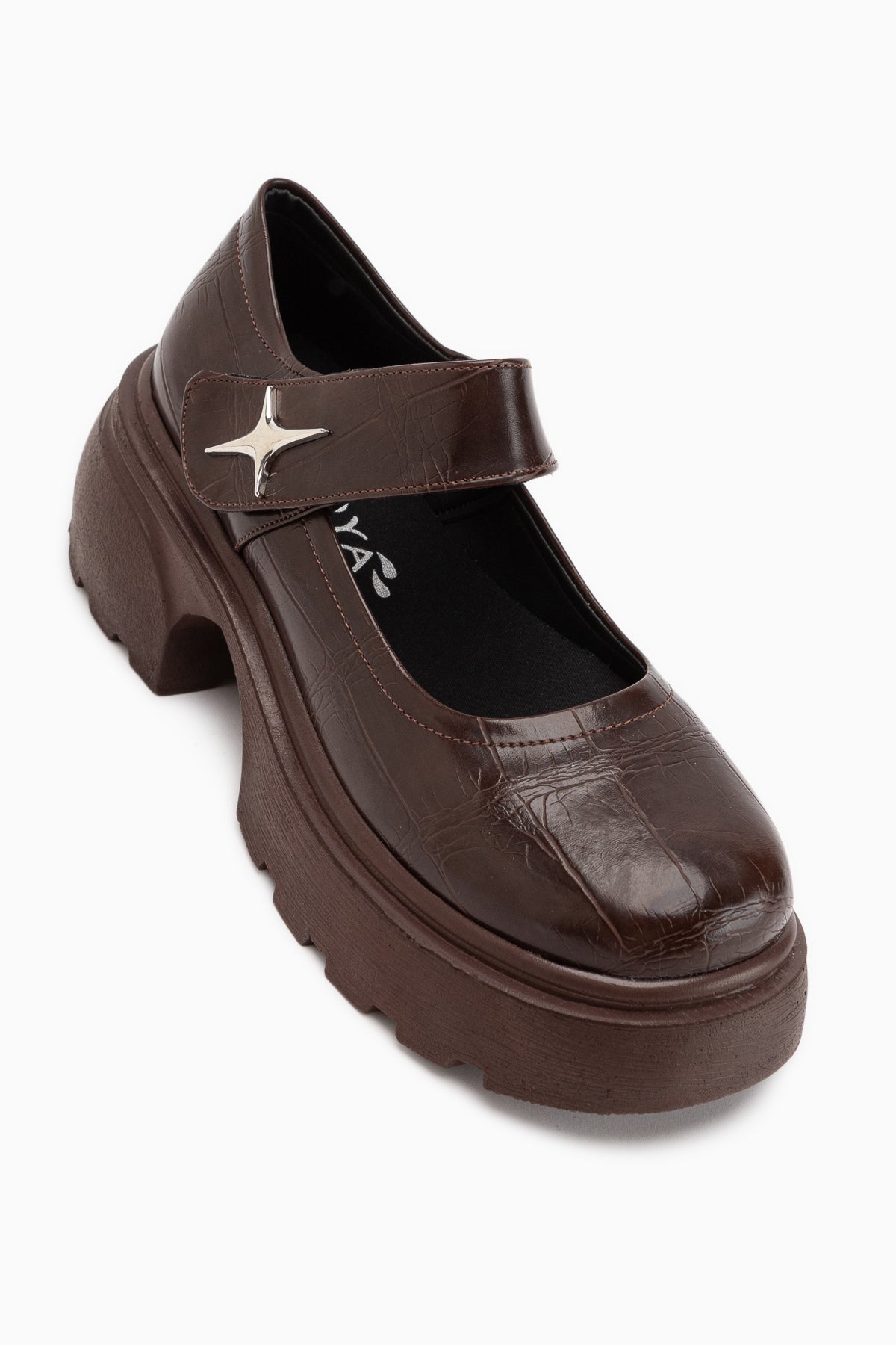 Deena Brown Crocodile Platform Women’s Mary Jane Shoes
