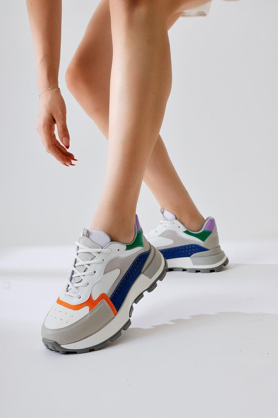 Sin Grau-Marine Wildleder Schnür-High-Platform Sneakers