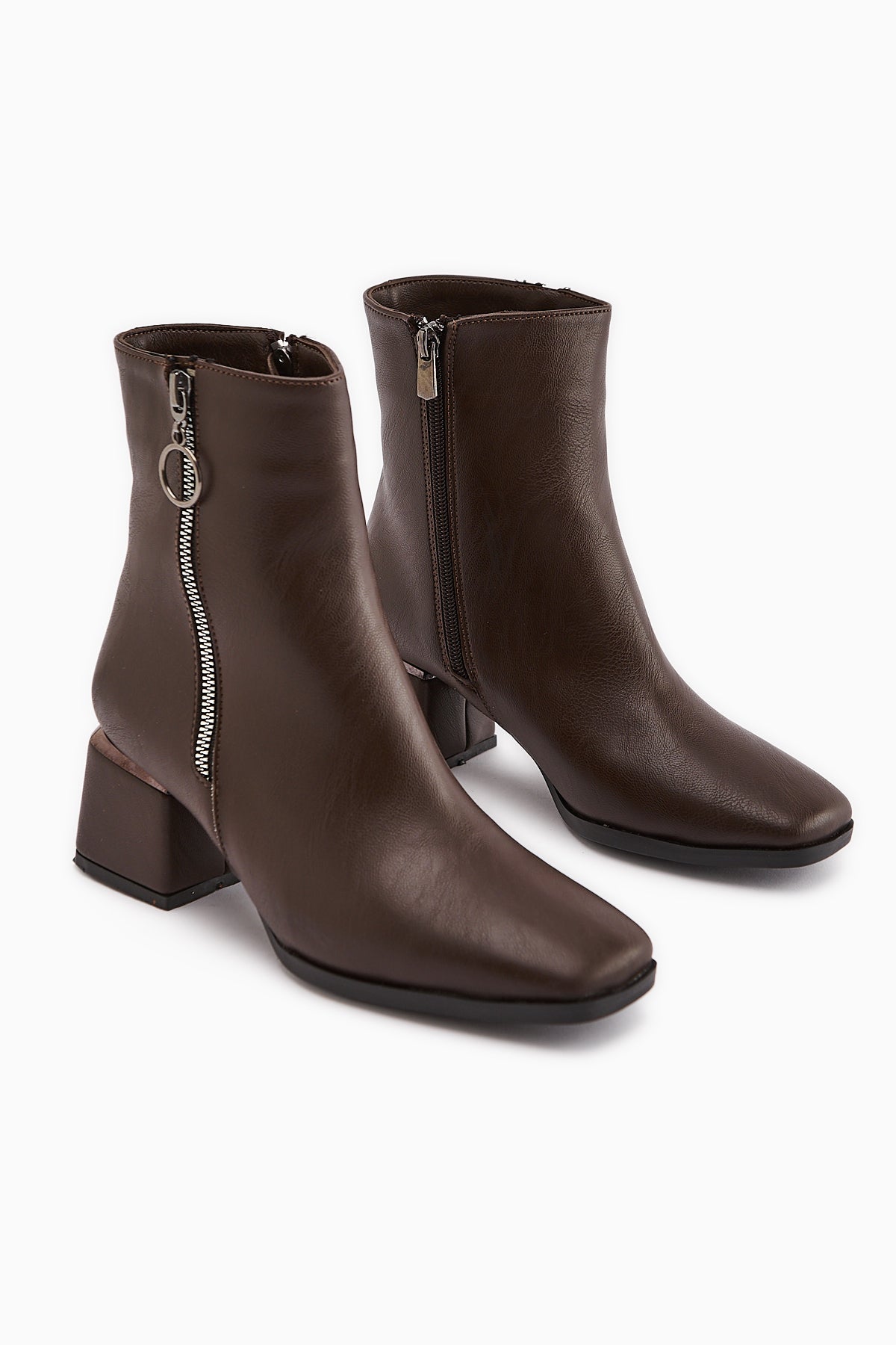 Deyana Coffee Zipper Accessorized Boot