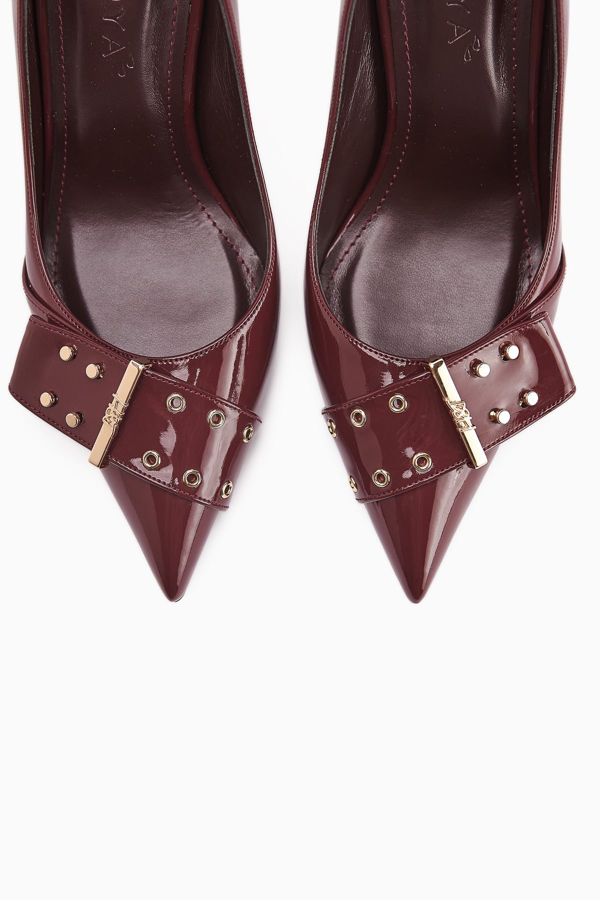 Sven Burgundy Patent Leather Detailed Women's High Heel Shoe